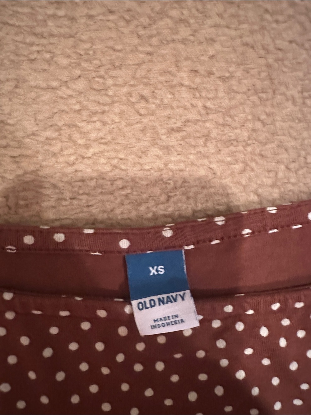 Old Navy Rust Brown Polka Dot Midi Dress with Short Sleeves - Picture 2 of 2